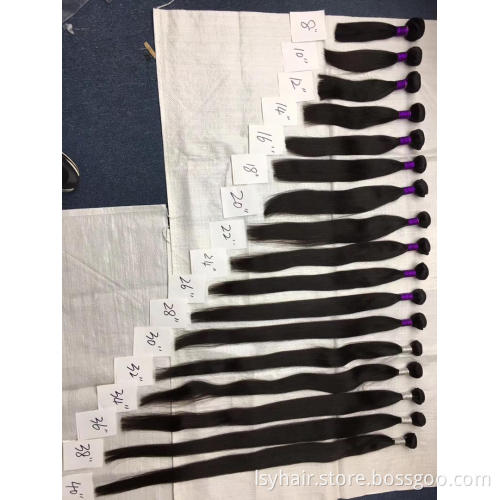 Lsy Virgin Cuticle Aligned Hair Wholesale Vendor, Raw Brazilian Straight Hair Bundles WIth Frontal Closure 10A Grade  Hair Weave